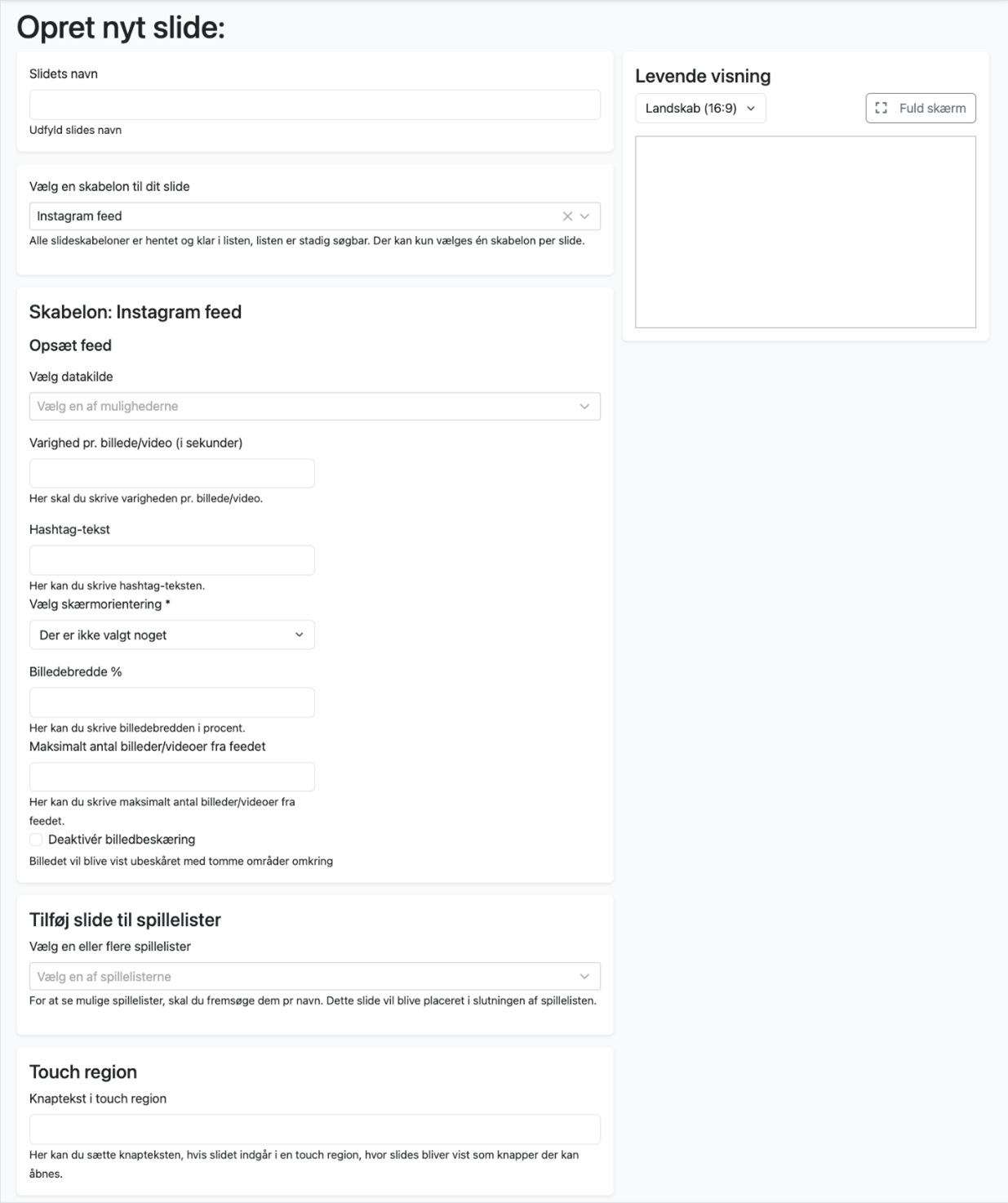 Felter i Instagram feed skabelonen
